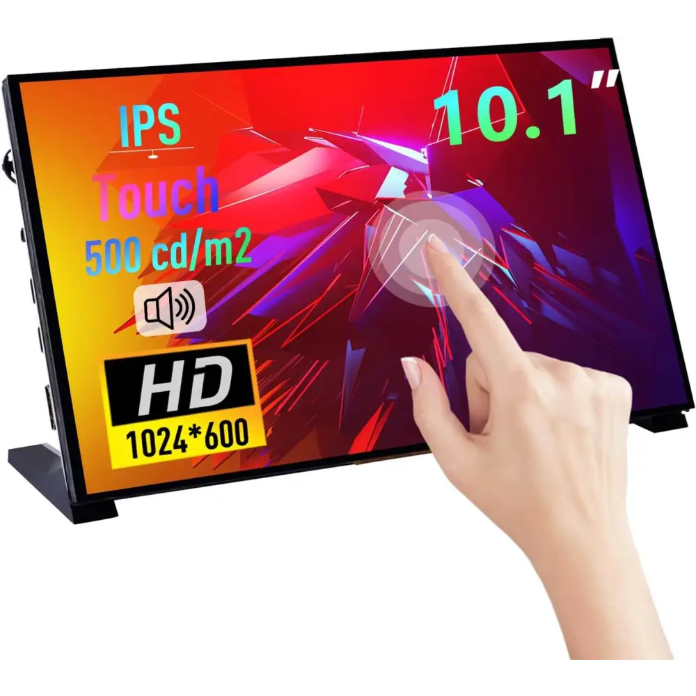 PC Mart 10.1 Inch LCD Screen for Raspberry Pi 1024x600 IPS Display HDMI Portable Monitor 5/Pi 4B/3B+/3B/B+/Zero/400