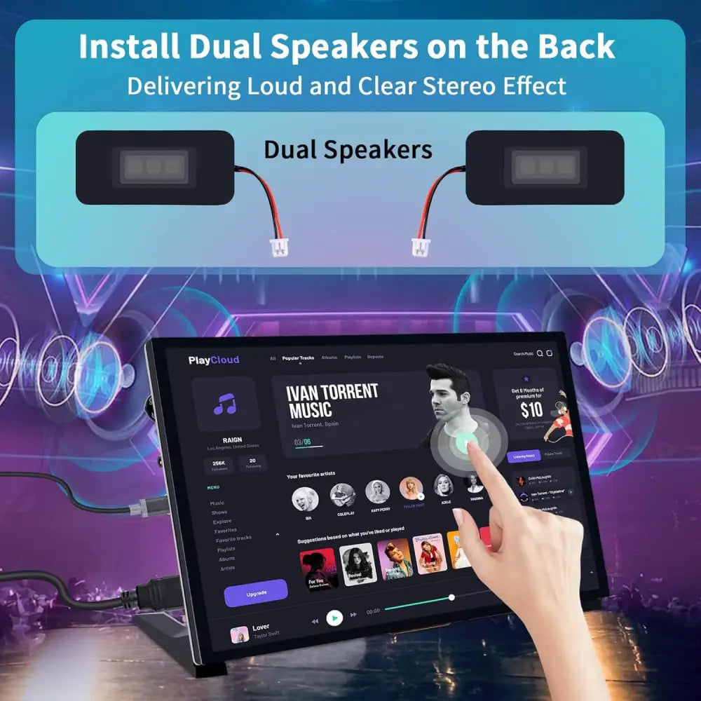 PC Mart 10.1 Inch LCD Screen for Raspberry Pi 1024x600 IPS Display HDMI Portable Monitor 5/Pi 4B/3B+/3B/B+/Zero/400