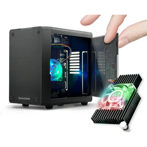 PC Mart Mini Case for Raspberry Pi 5 with Active RGB Lighting Cooler (Matte Black)