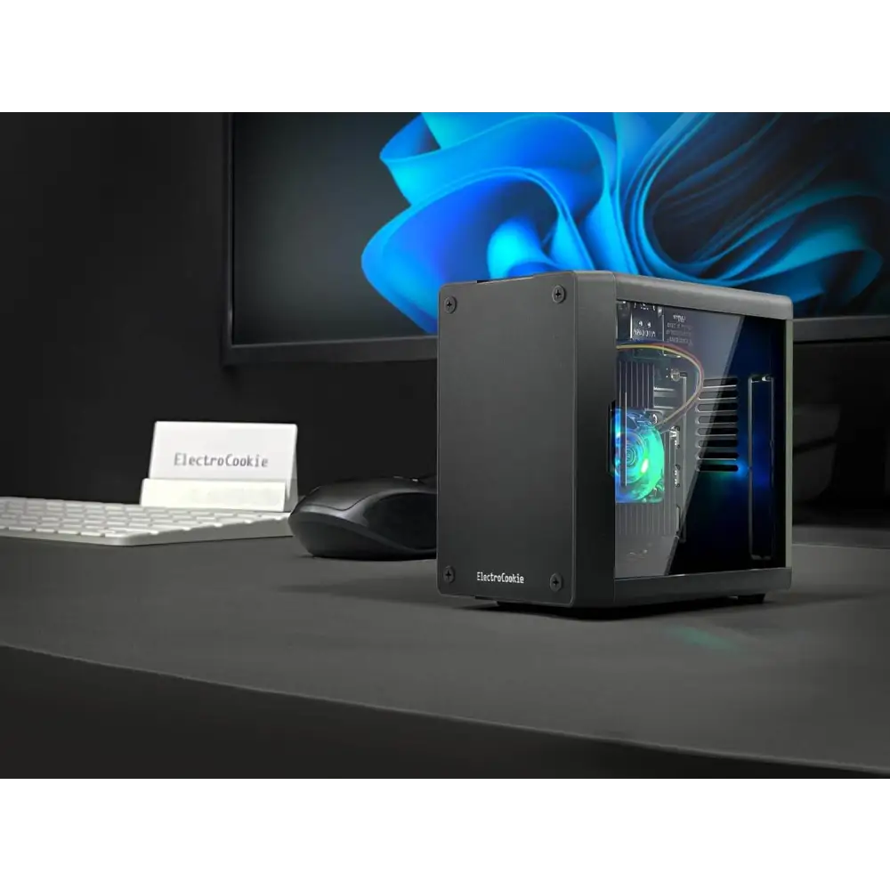 PC Mart Mini Case for Raspberry Pi 5 with Active RGB Lighting Cooler (Matte Black)