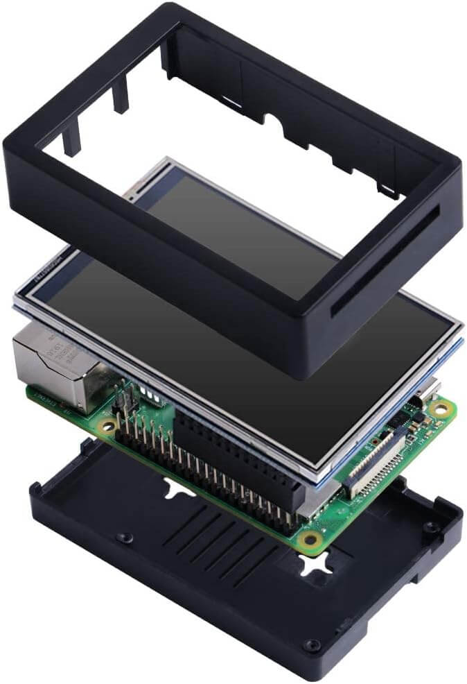 PC Mart TFT 3.5 inch Touch Screen with Case Raspberry Pi Fan and Heatsinks 320x480 Resolution LCD Display for Raspberry