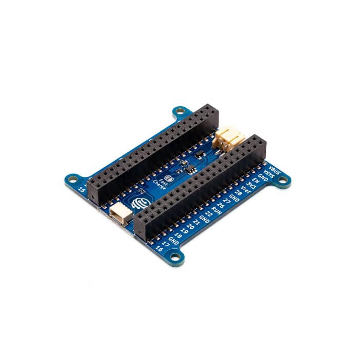 PiicoDev LiPo Expansion Board for Raspberry Pi Pico with battery connector for single-cell LiPO batteries.
