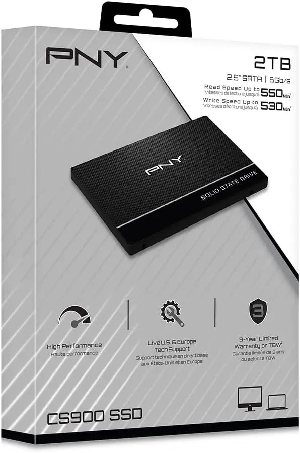 PNY CS900 2TB 3D NAND 2.5’’ SATA III Internal Solid State Drive (SSD) - (SSD7CS900-2TB-RB)