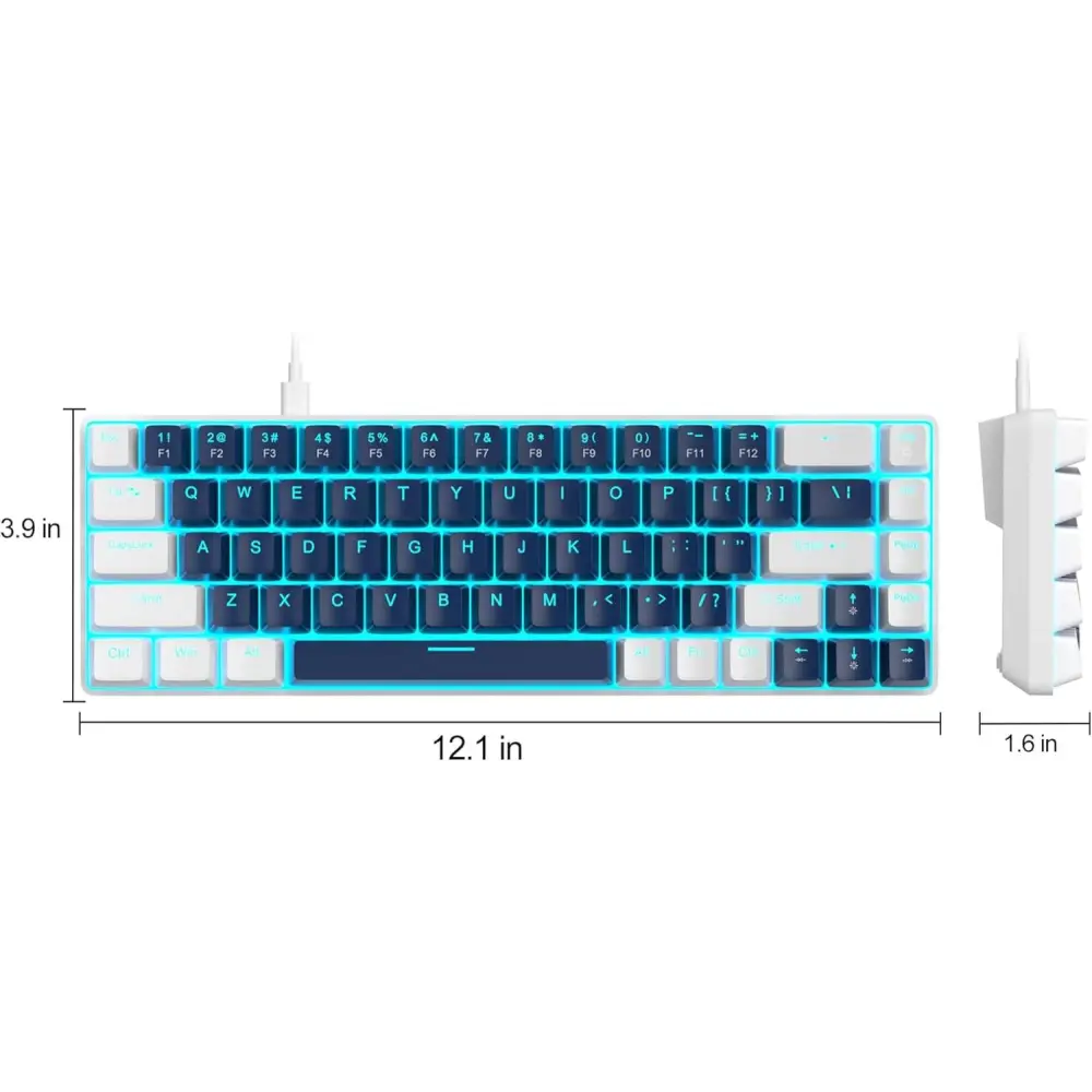 Portable 60% Mechanical Gaming Keyboard MageGee MK-Box LED Backlit Compact 68 Keys Mini Wired Office with Blue Switch