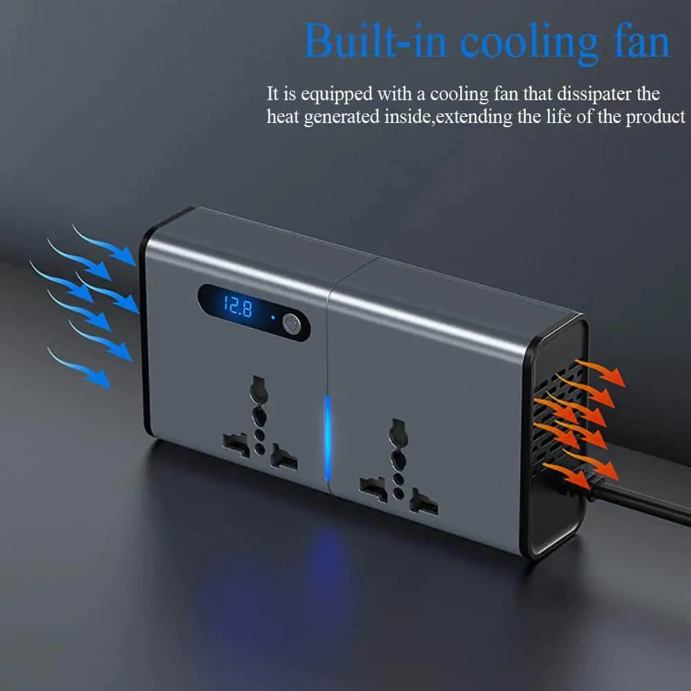 Powerful 200W Car Inverter DC 12/24V to 230V AC Inverter,3 USB 1 Type-C Ports Charger Adapter Plug Converter