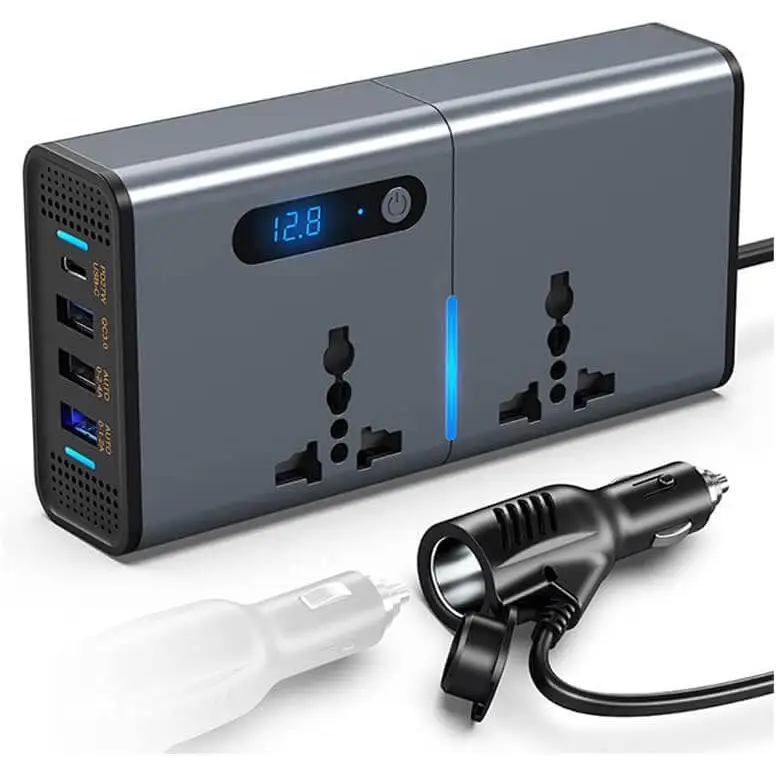 Powerful 200W Car Inverter DC 12/24V to 230V AC Inverter,3 USB 1 Type-C Ports Charger Adapter Plug Converter