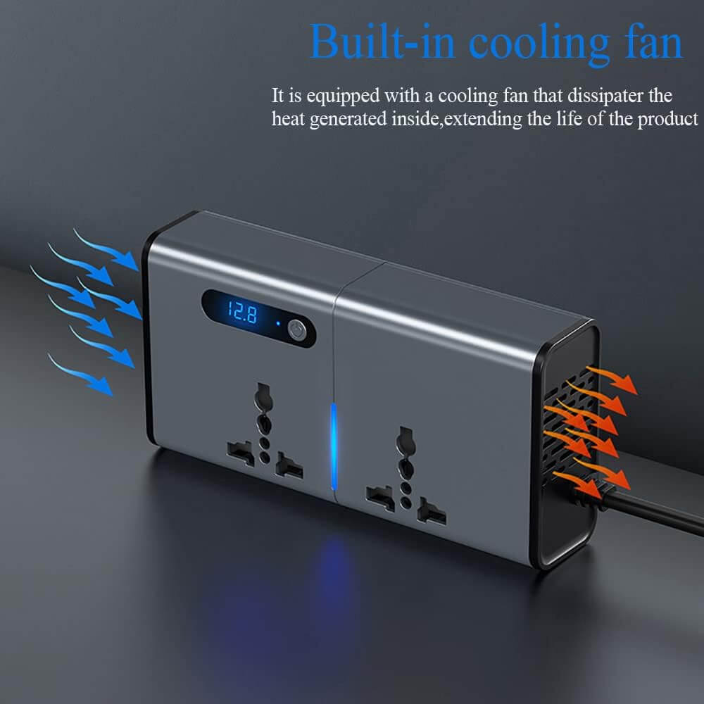 Powerful 200W Car Power Inverter DC 12/24V to 230V AC Inverter,3 USB 1 Type-C Ports Charger Adapter Plug Converter