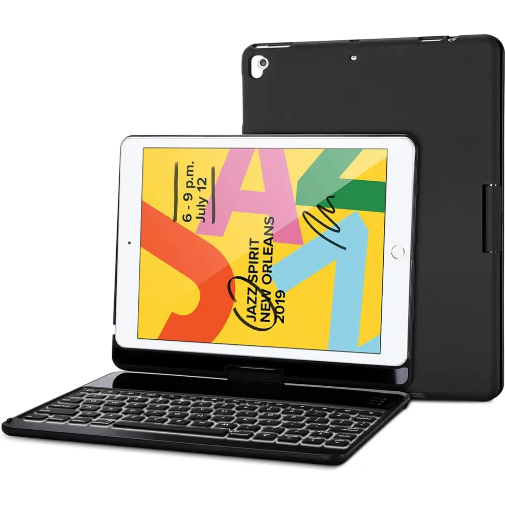 ProCase iPad 10.2 (2021 9th Gen/ 2020 8th 2019 7th Gen) Keyboard Case with 7 Colors Backlit 360° Rotation Protective