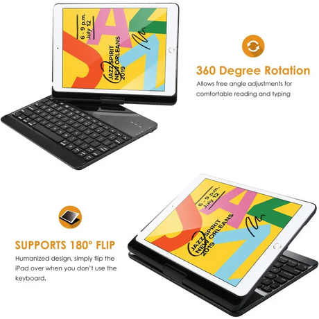 ProCase iPad 10.2 (2021 9th Gen/ 2020 8th 2019 7th Gen) Keyboard Case with 7 Colors Backlit 360° Rotation Protective