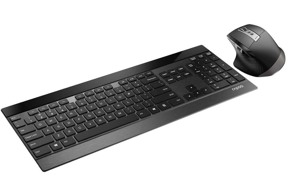 RAPOO 9900M Multi-mode Wireless Ultra-slim Keyboard & Mouse - Bluetooth 4.0, 2.4G Multi-Mode Switch, Ultra-Slim Keys, Adjustable DPI