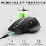RAPOO MT750 Wireless Mouse Multi-Device (Multi-Mode:BT 5.0/4.0/3.0 + 2.4Ghz) Laser 8 Programmable Buttons Ergonomic