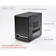 Raspberry Pi 5 Case Aluminum Mini Tower with Cooling Fan and Color Changing Ambient Light (Black)