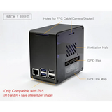 Raspberry Pi 5 Case Aluminum Mini Tower with Cooling Fan and Color Changing Ambient Light (Black)