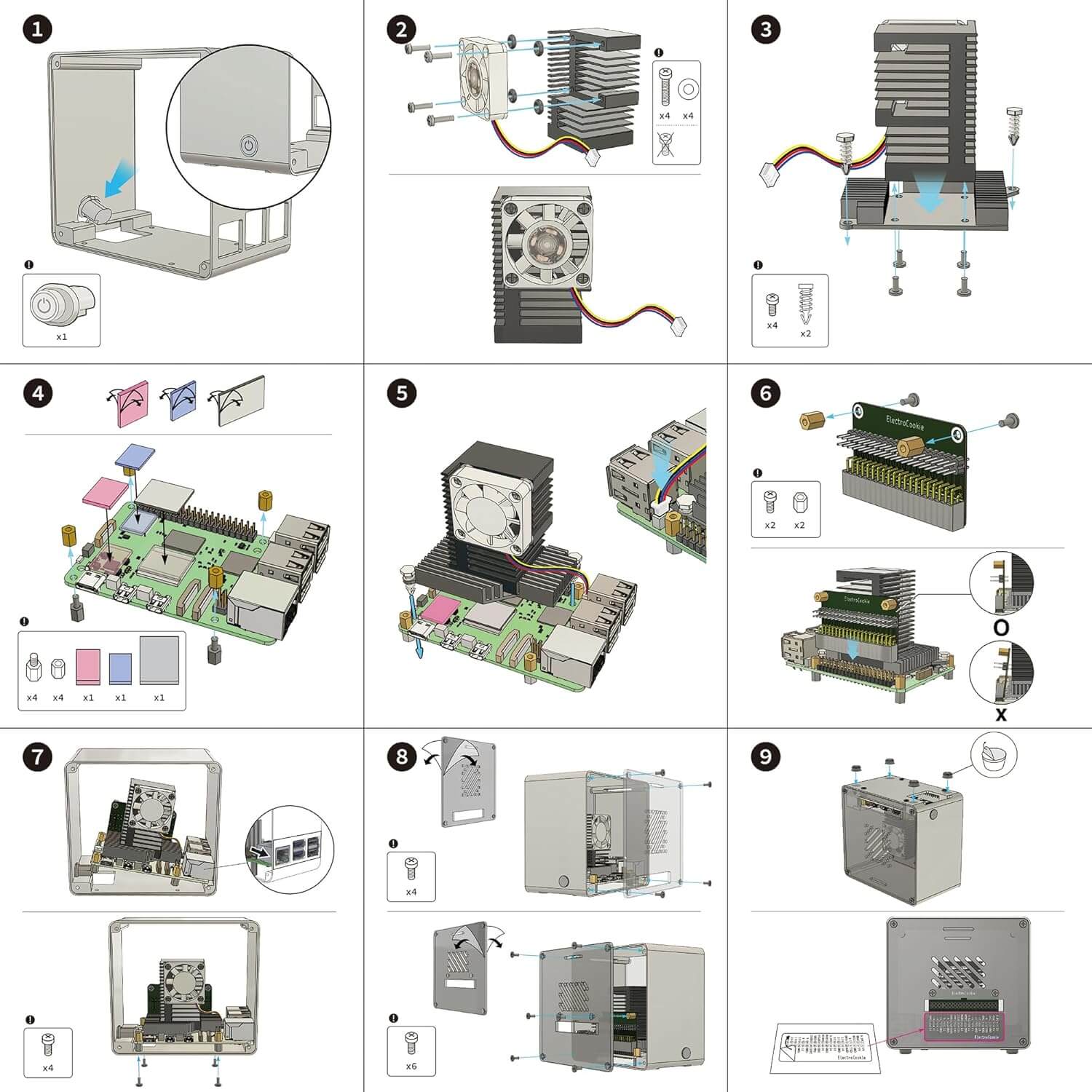 Raspberry Pi 5 Case Aluminum Mini Tower Case with Cooling Fan and Color Changing Ambient Light (Blue)