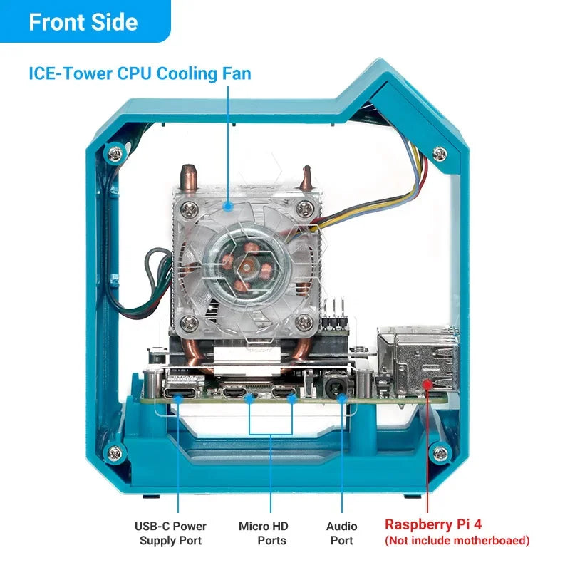 Raspberry Pi Mini Tower Kit with ICE Cooler 0.96 inch OLED display Heatsink Cooling Case