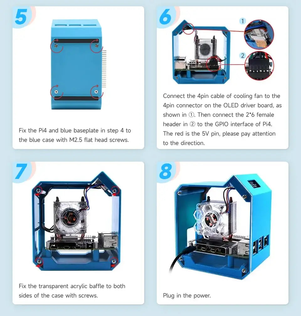 Raspberry Pi Mini Tower Power Kit with ICE Cooler 0.96 inch OLED display Heatsink Cooling Case