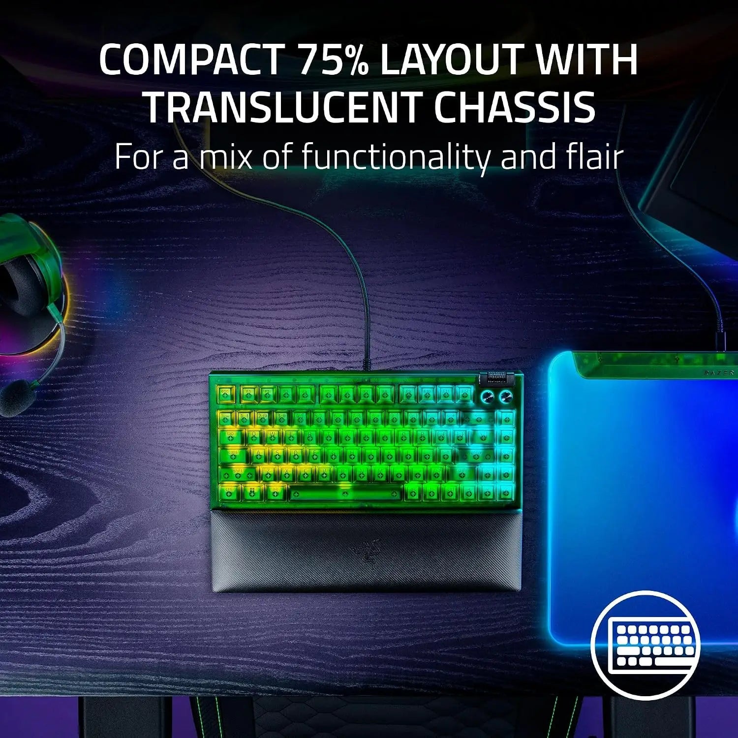 Razer BlackWidow V4 75% Mechanical Gaming Keyboard: Hot-Swappable Design - Compact & Durable - Orange Tactile Switches