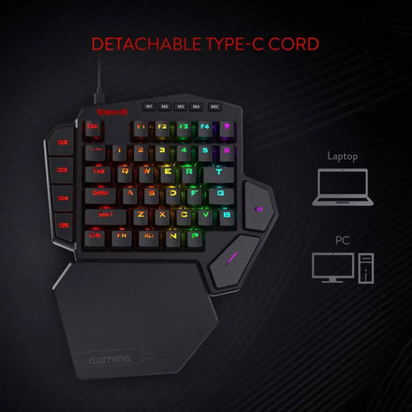 Redragon K585 DITI One-Handed RGB Mechanical Gaming Keyboard Blue Switches Type-C Professional Keypad with 7 Onboard
