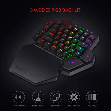 Redragon K585 DITI One-Handed RGB Mechanical Gaming Keyboard Blue Switches Type-C Professional Keypad with 7 Onboard