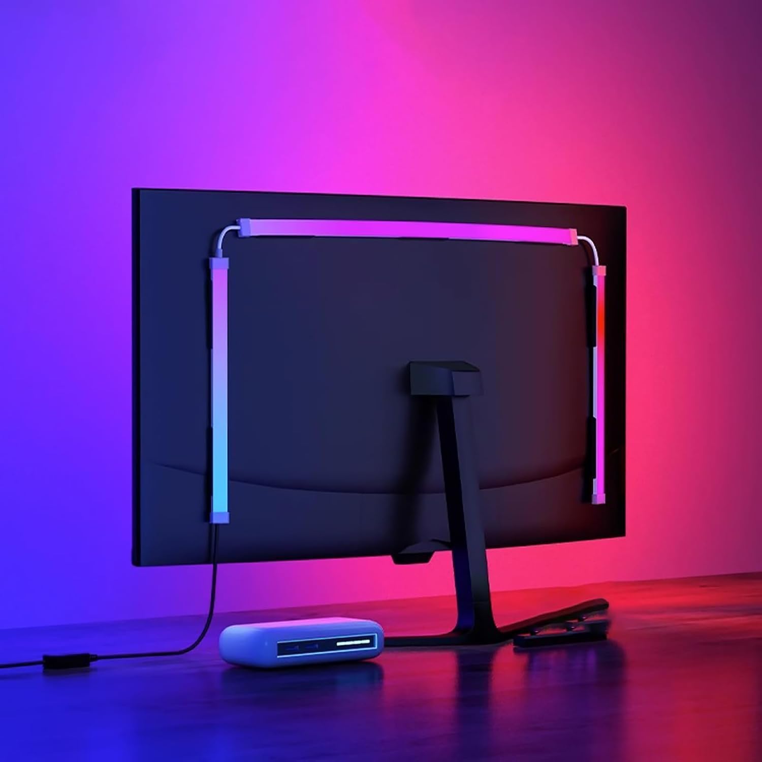 RGB Monitor LED Backlights - USB-Powered Strip Lights with Screen Color & Music Sync Computer Light Bar for Gaming