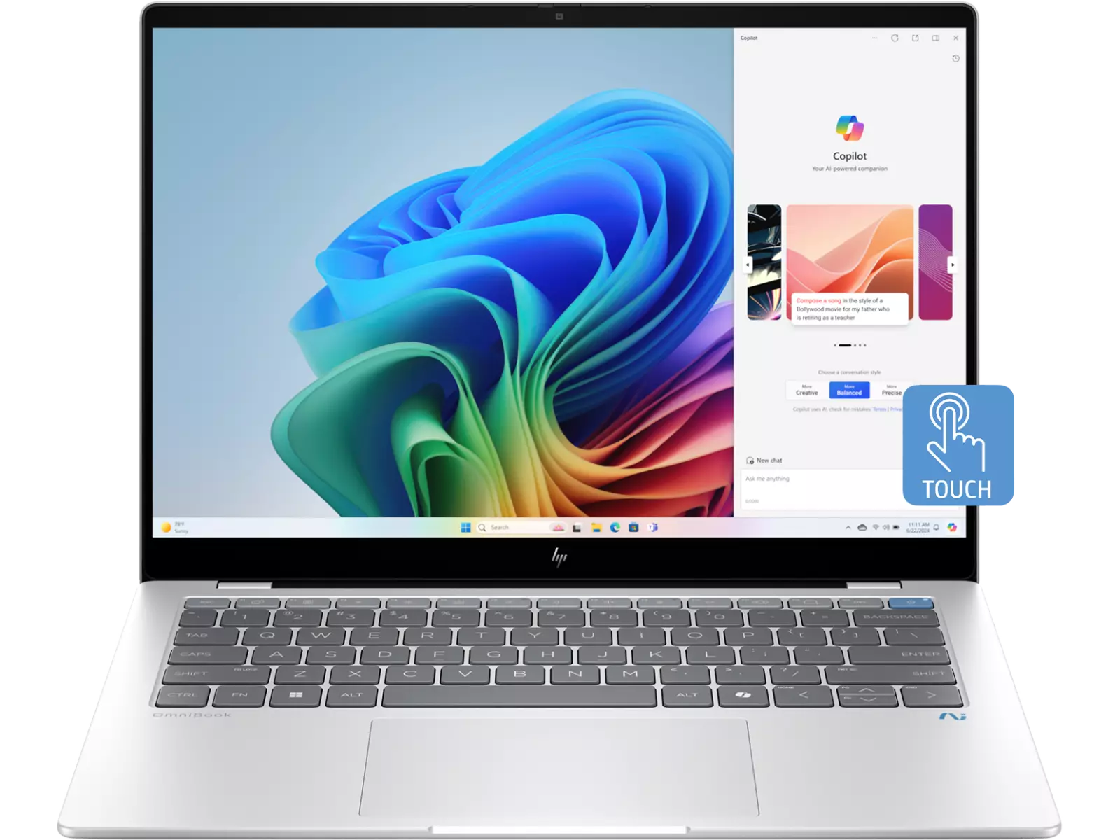 HP Omnibook X Next Gen AI PC 14" 2.2K Touch Snapdragon X Plus 16GB 512GB SSD Laptop