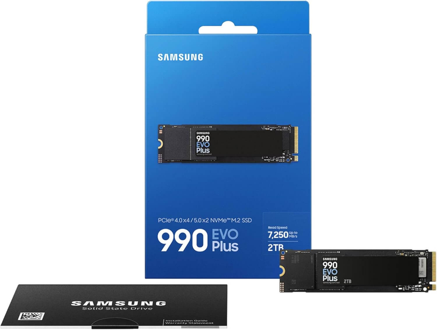 SAMSUNG 990 EVO Plus SSD 2TB PCIe Gen 4x4 Gen 5x2 M.2 2280 Speeds Up-to 7,250 MB/s Upgrade Storage for PC/Laptops HMB