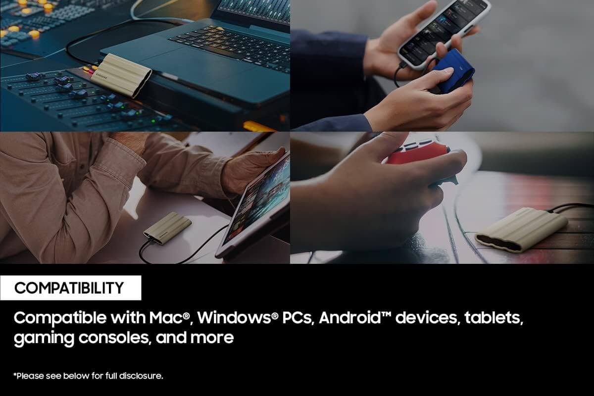 SAMSUNG T7 Shield 1TB Portable SSD up-to 1050MB/s USB 3.2 Gen2 Rugged,IP65 Water & Dust Resistant for Photographers