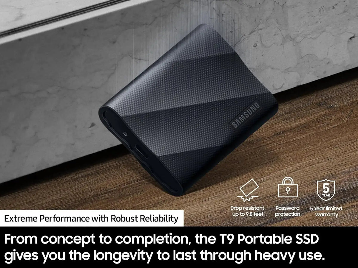 Samsung T9 Portable SSD 1TB USB 3.2 Gen 2x2 External Solid State Drive Seq. Read Speeds Up to 2,000MB/s for Gaming