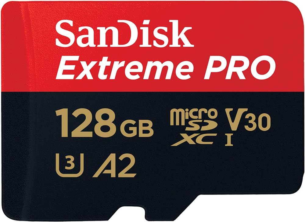 SanDisk 128GB Extreme PRO microSDXC Card + SD Adapter + RescuePRO Deluxe up to 200MB/s with A2 App Performance UHS-I