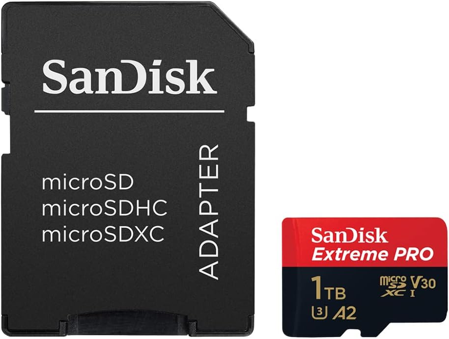 SanDisk 1TB Extreme PRO microSDXC Card + SD Adapter + RescuePRO Deluxe up to 200MB/s with A2 App Performance UHS-I