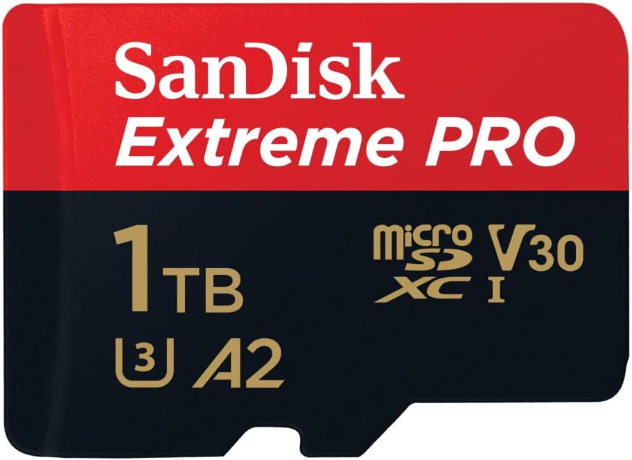 SanDisk 1TB Extreme PRO microSDXC Card + SD Adapter + RescuePRO Deluxe up to 200MB/s with A2 App Performance UHS-I