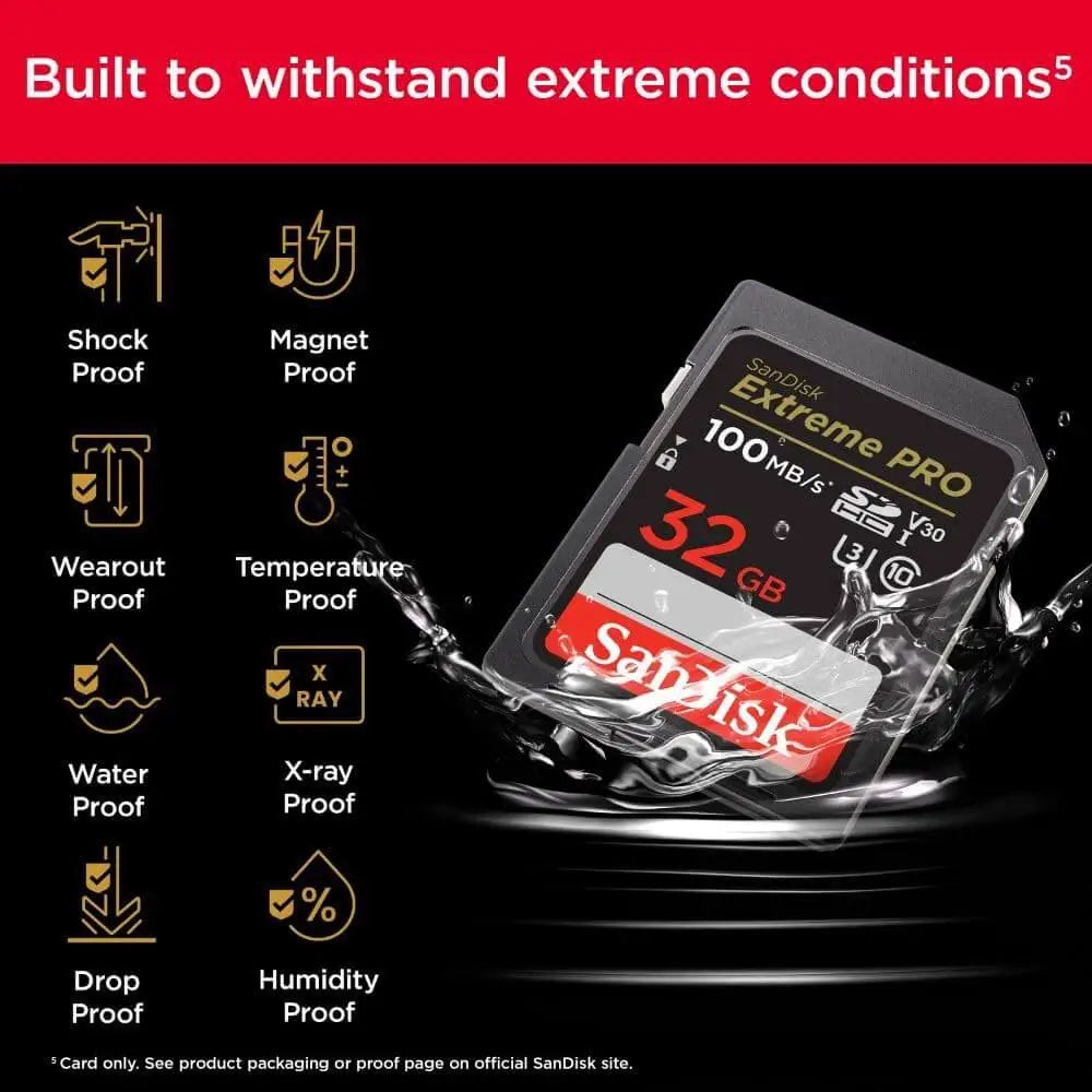 SanDisk 32GB Extreme PRO SDHC UHS-I Memory Card - C10 U3 V30 4K UHD SD - SDSDXXO-032G-GN4IN