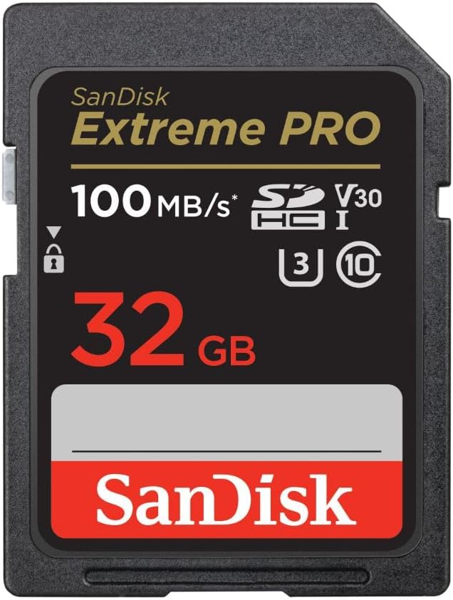 SanDisk 32GB Extreme PRO SDHC UHS-I Memory Card - C10 U3 V30 4K UHD SD Card - SDSDXXO-032G-GN4IN