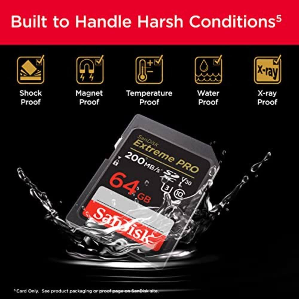 SanDisk 64GB Extreme PRO SDXC UHS-I Memory Card - C10 U3 V30 4K UHD SD Card - SDSDXXU-064G-GN4IN