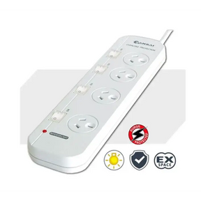 Sansai 4-Way Power Board (421SW) with Individual Switches and Surge Protection 2 Extra Spaced Sockets Indicator Light