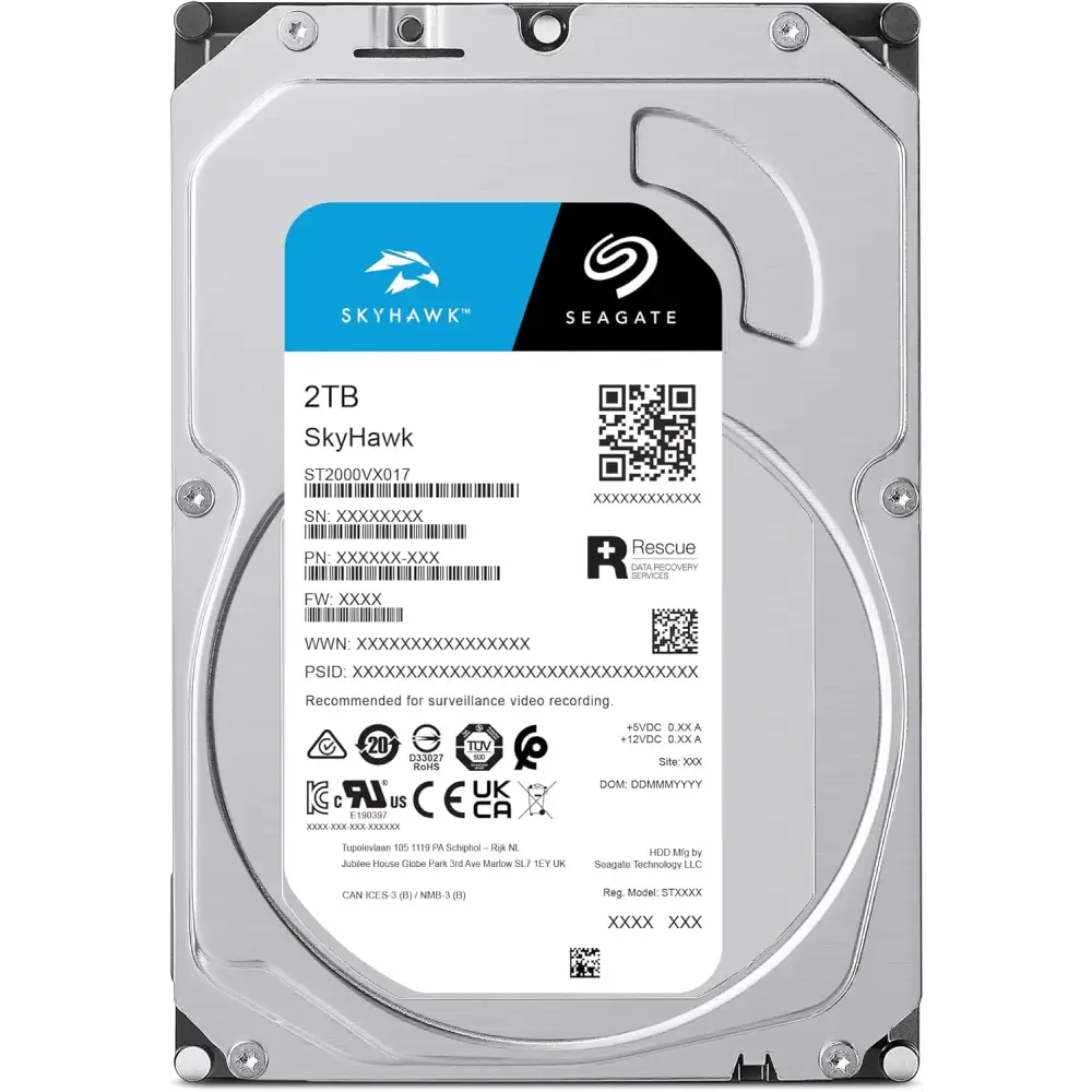 Seagate Skyhawk 2TB Internel Hard drive 3.5’’ DVR/NVR Vide o SATA 6 GB/s 256 MB Cache FFP Data Rescue Service