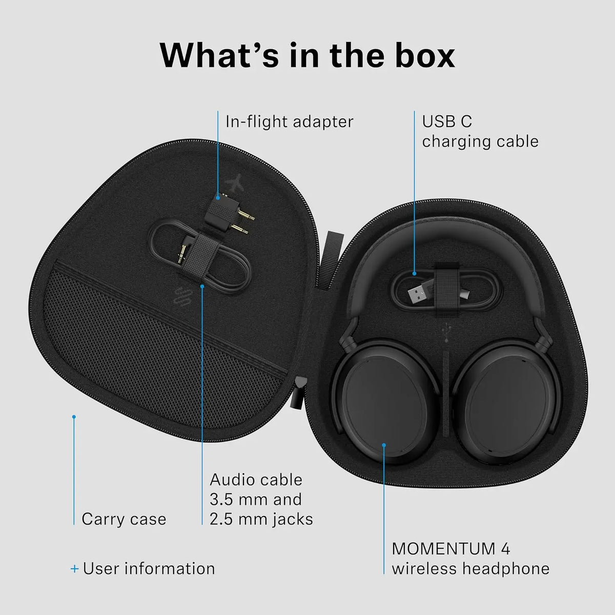 Sennheiser Momentum 4 Wireless Headphones - Graphite Bluetooth Adaptive Noise Cancellation 60h Battery Lightweight