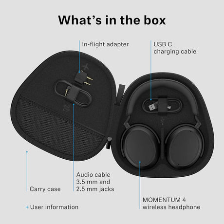Sennheiser Momentum 4 Wireless Headphones - Graphite Bluetooth Adaptive Noise Cancellation 60h Battery Lightweight