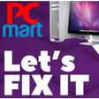 PC Mart logo with a computer monitor, featuring the slogan 'Let's Fix It' on a purple background.