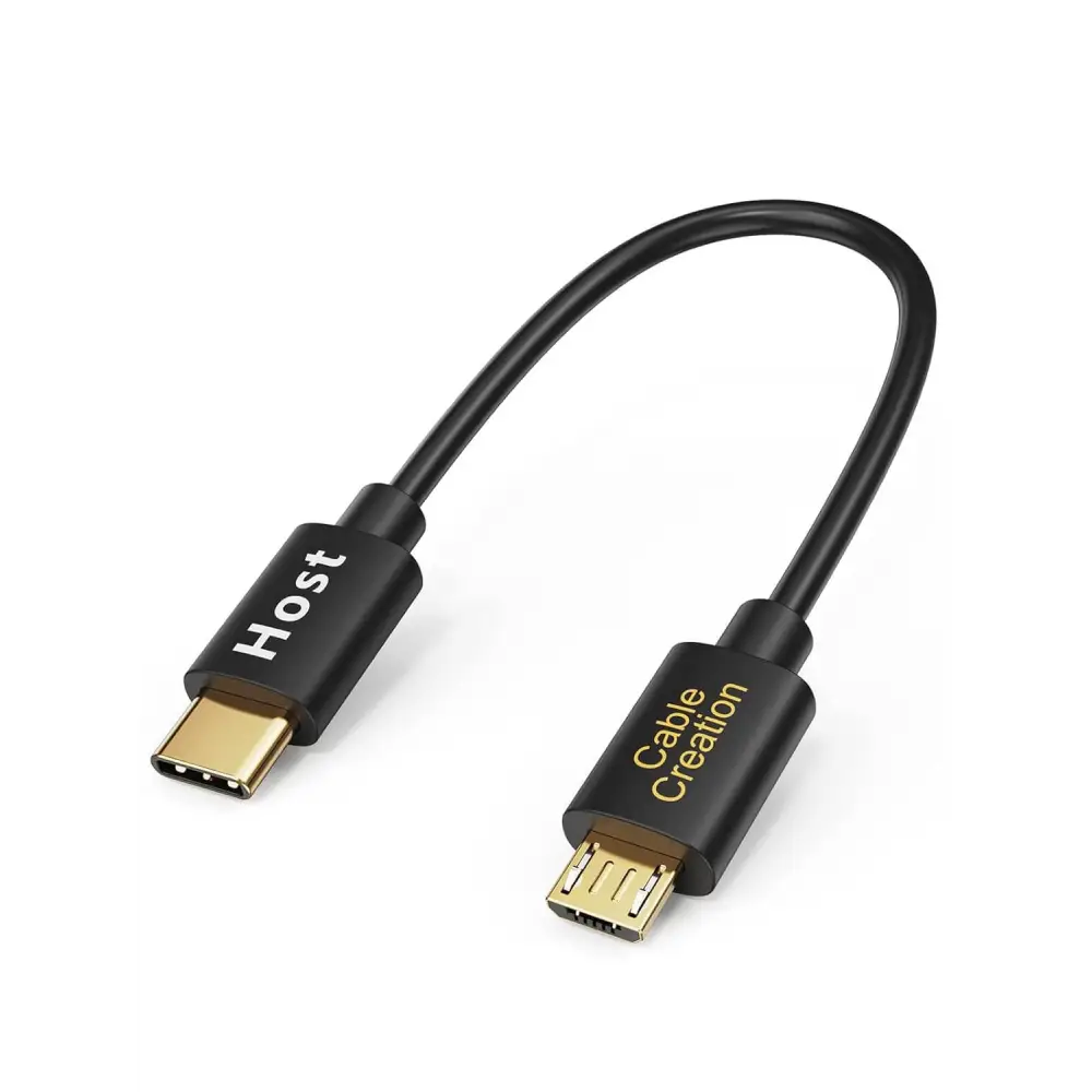 Short Micro USB to C Cable 0.65 FT OTG 480Mbps Type Compatible with MacBook Pro Air Galaxy S22 Pixel 5/4 etc. 0.2M Black