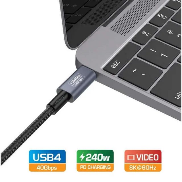 Simplecom CA615 USB-C to Cable USB4 40Gbps 5A 240W PD3.1 8K@60Hz 1.5M