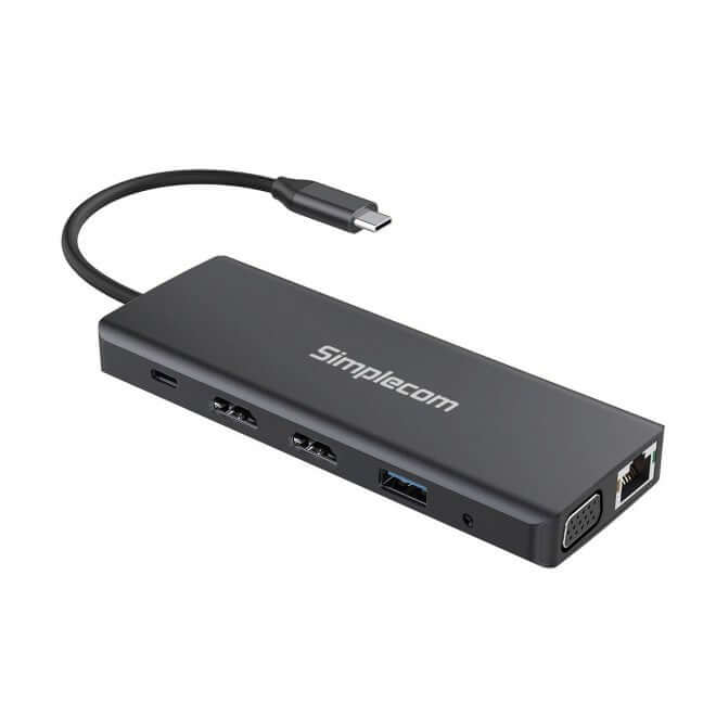 Simplecom CHN612 USB-c 12-in-1 Multiport Docking Station Dual HDMI & VGA Triple Display Gigabit LANconsumables