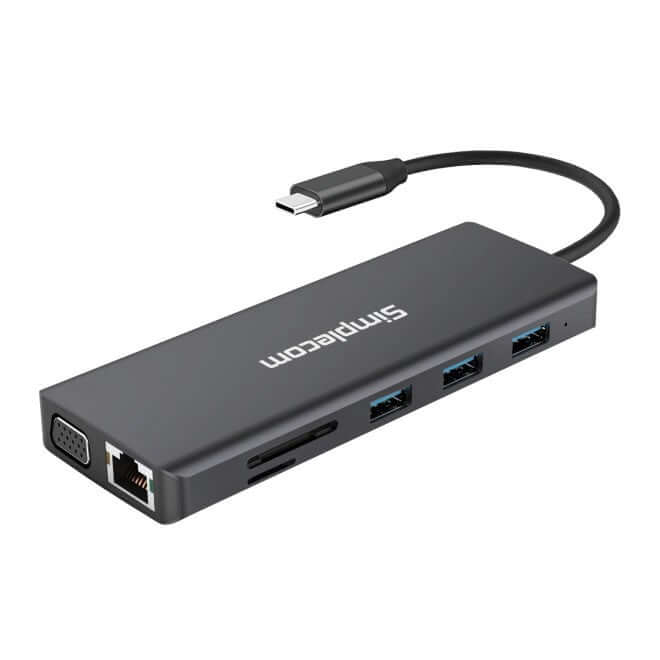 Simplecom CHN612 USB-c 12-in-1 Multiport Docking Station Dual HDMI & VGA Triple Display Gigabit LANconsumables