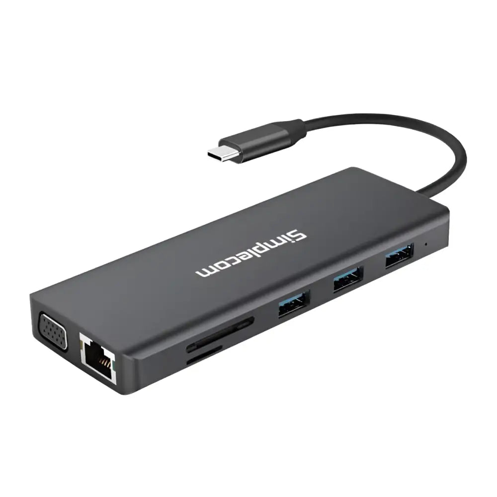 Simplecom CHN612 USB-c 12-in-1 Multiport Docking Station Dual HDMI & VGA Triple Display Gigabit LAN