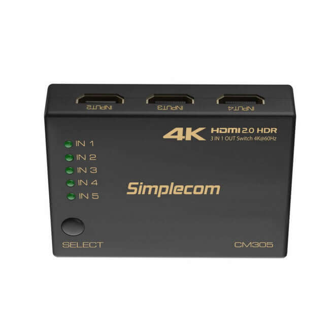 Simplecom CM305 Ultra HD 5 Way HDMI Switch 5 in 1 Out Splitter 4k@60hzconsumables
