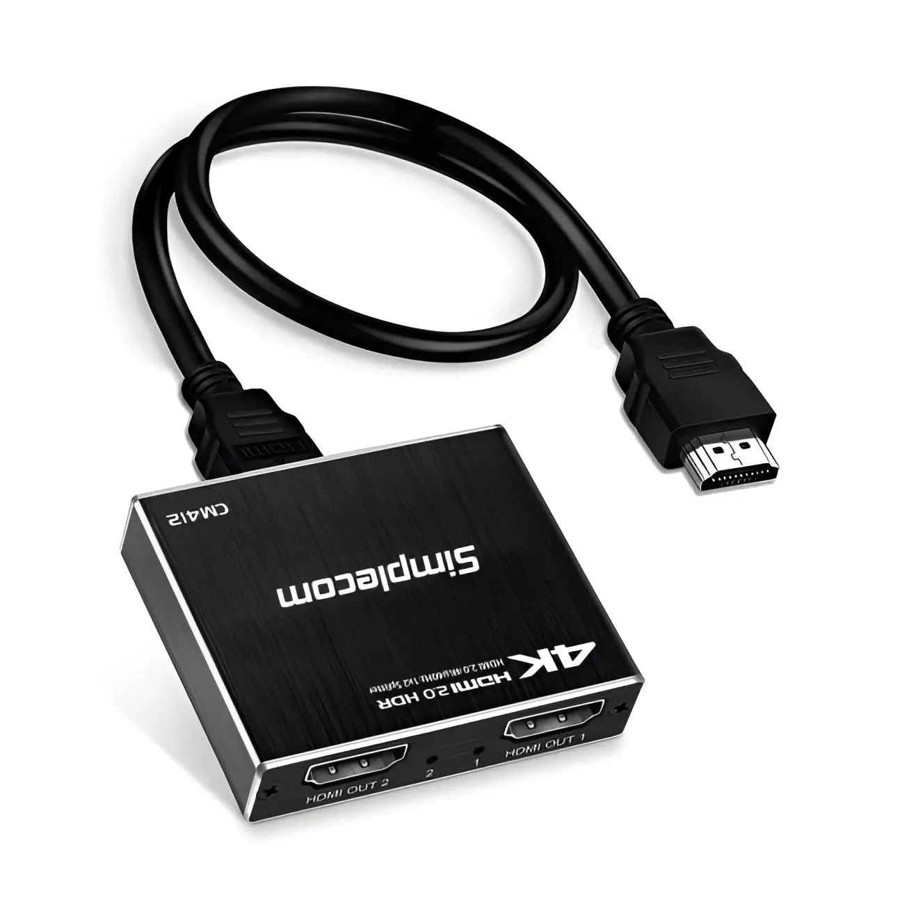 Simplecom CM412 HDMI 2.0 1x2 Splitter 1 IN 2 Out 4K@60Hz HDR10 Port Duplicator