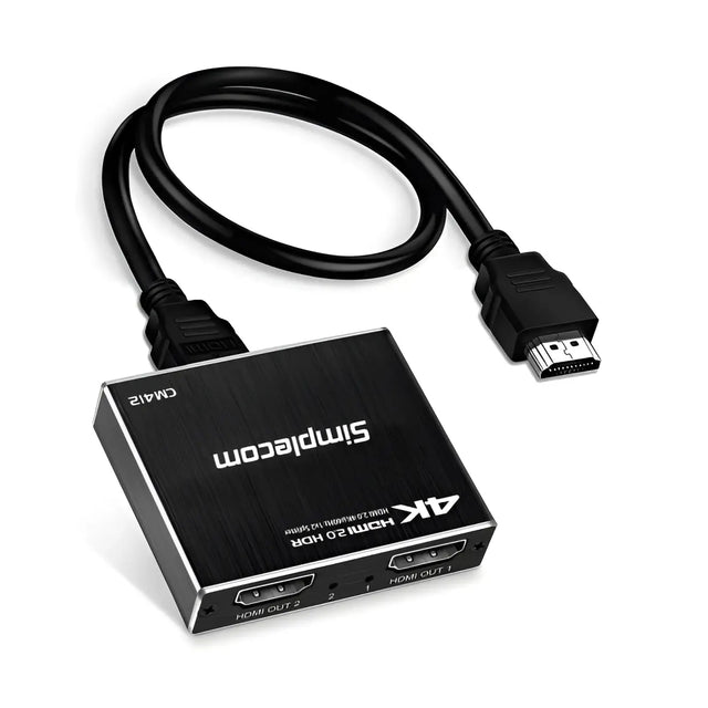 Simplecom CM412 HDMI 2.0 1x2 Splitter 1 IN 2 Out 4K@60Hz HDR10 Port Duplicator