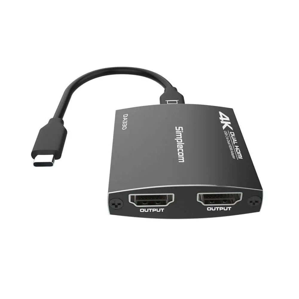 Simplecom DA330 USB-c to Dual HDMI MST Adapter 4k@60hz With PD and Audio
