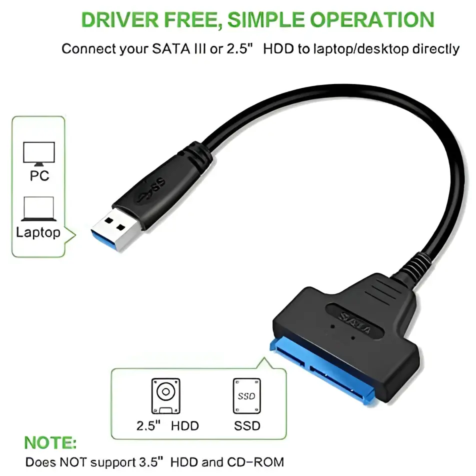Simplecom SA128 USB 3.0 to SATA Adapter Cable for 2.5’’ SSD/HDD