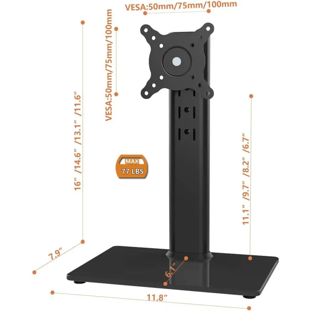 Single LCD Computer Monitor Free-Standing Desk Stand Riser for 13 inch to 32 Screen with Swivel Height Adjustable